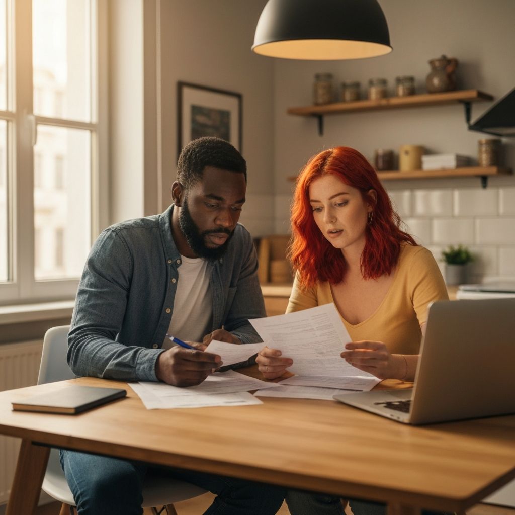 Un couple examinant leur budget familial à la maison