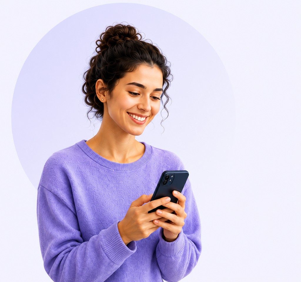 Collaboratrice utilisant son mobile
