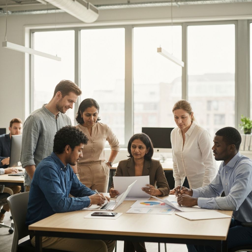Des professionnels collaborant dans un environnement de travail moderne